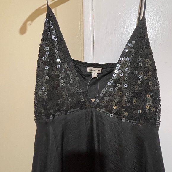 Chan Luu Black Sequin Spaghetti Strap Dress NWT - Picture 2 of 3